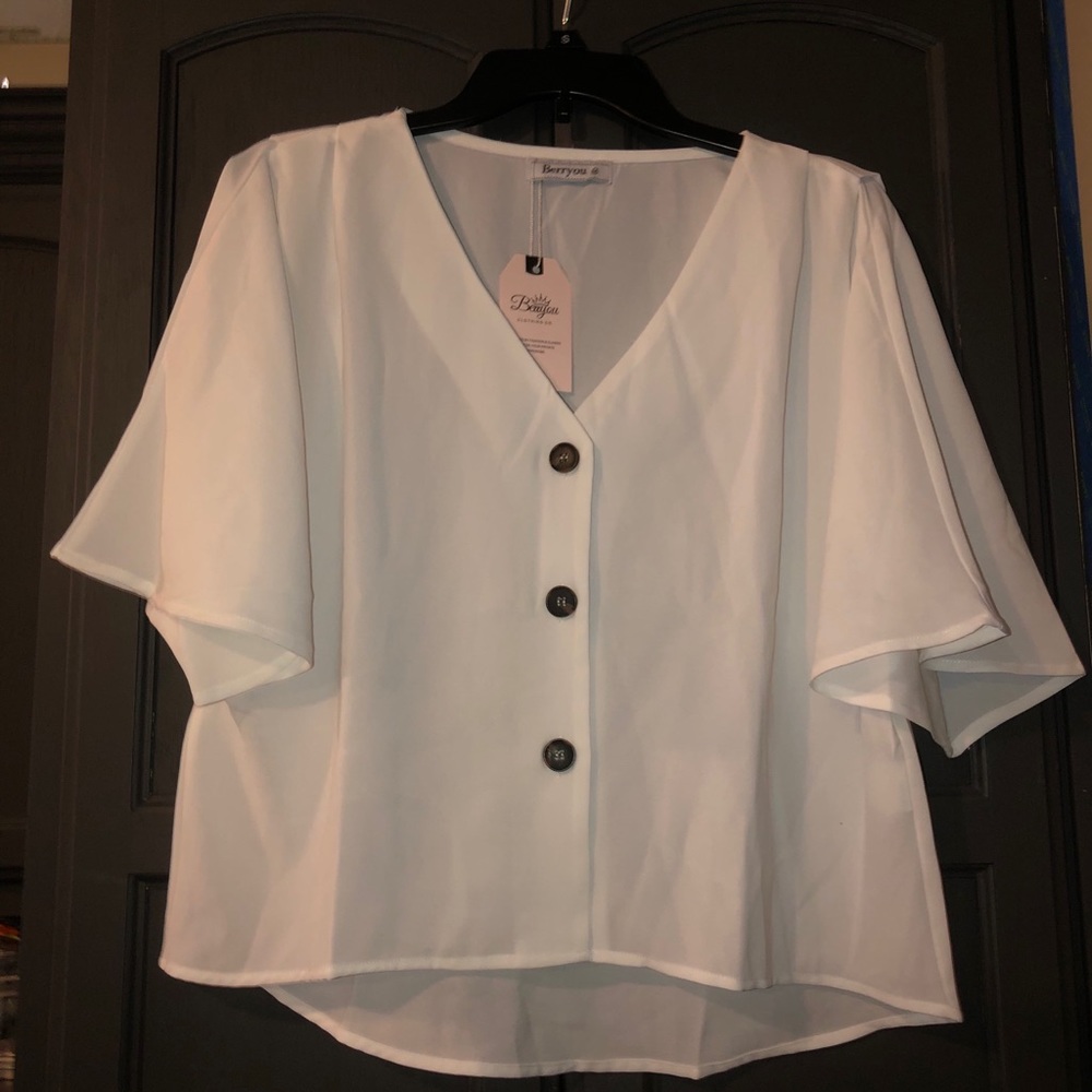 White sheer flowy crop